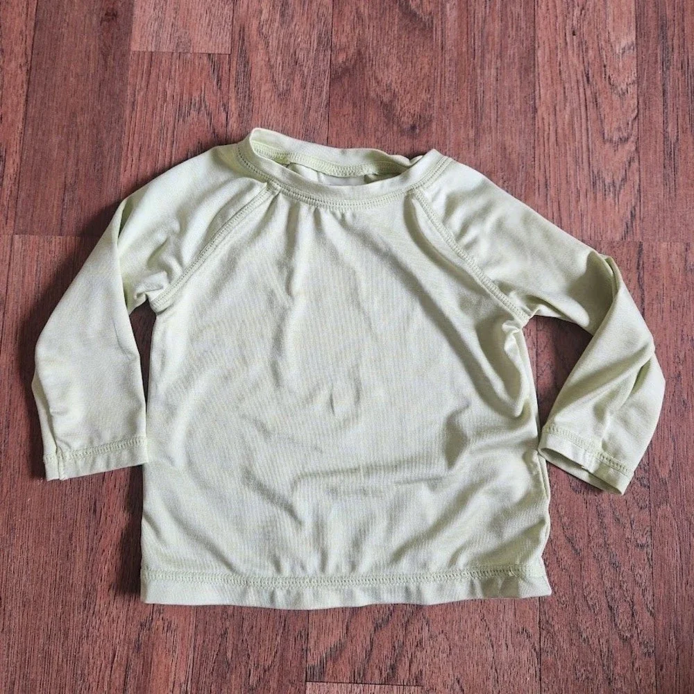 Old Navy Baby Rash Guard Swim Shirt Long Sleeve Lime Green 3-6 Months 486